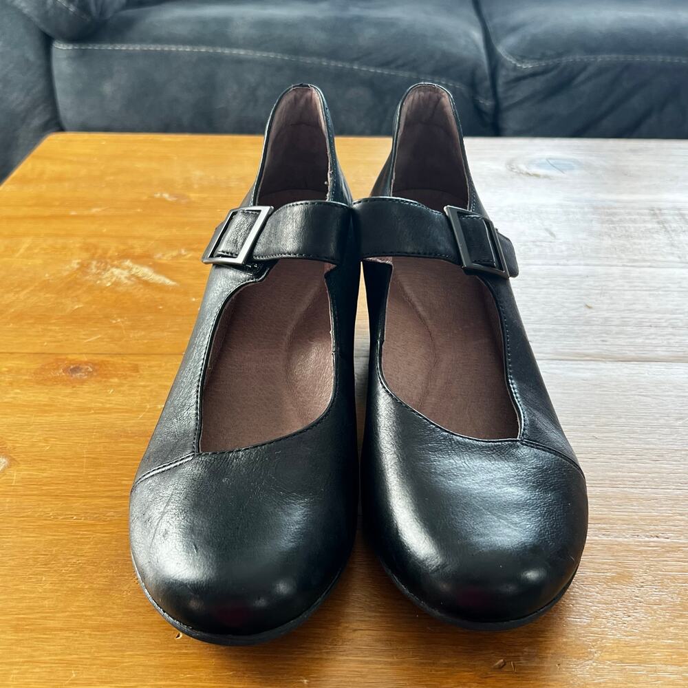 Dansko Roxanne Black Leather Mary Jane Heels Women’s Size 40 US 9 Comfort Shoes - Picture 3 of 7